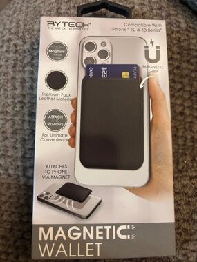 BYTECH Magnetic Wallet - Black Faux Leather Card Holder